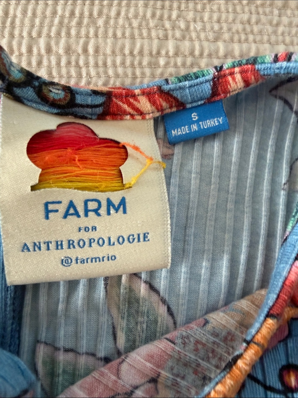 FARM Rio Blue Floral Ribbed Bodysuit - Picture 2 of 4